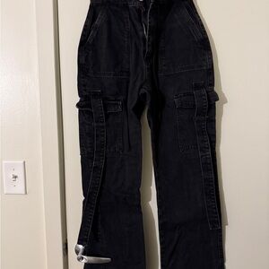 LuxeToKill Black Cargo Pants with Tassel